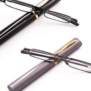 2-Pack Slim Pocket Readers Compact Folding Design with Pen-Style Case X1.5 Mag